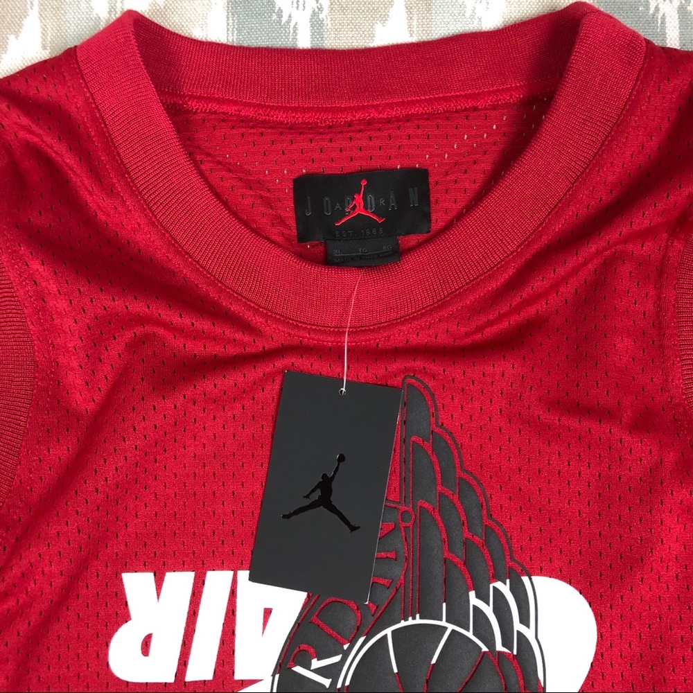 Nike Jordan Air Jumpman Mens Mesh Jersey Wings Bred Red Retro Size XL BQ8479-687 - Picture 7 of 10